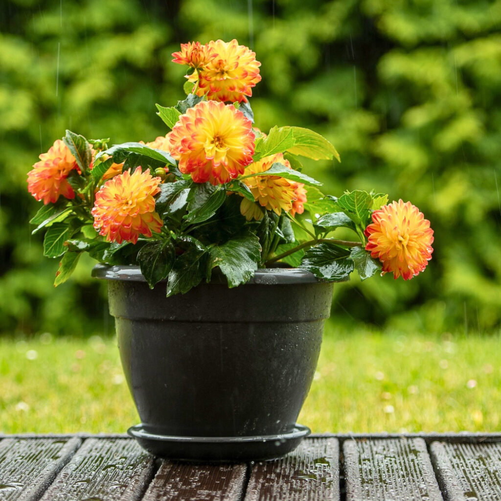 Dahlias in pots