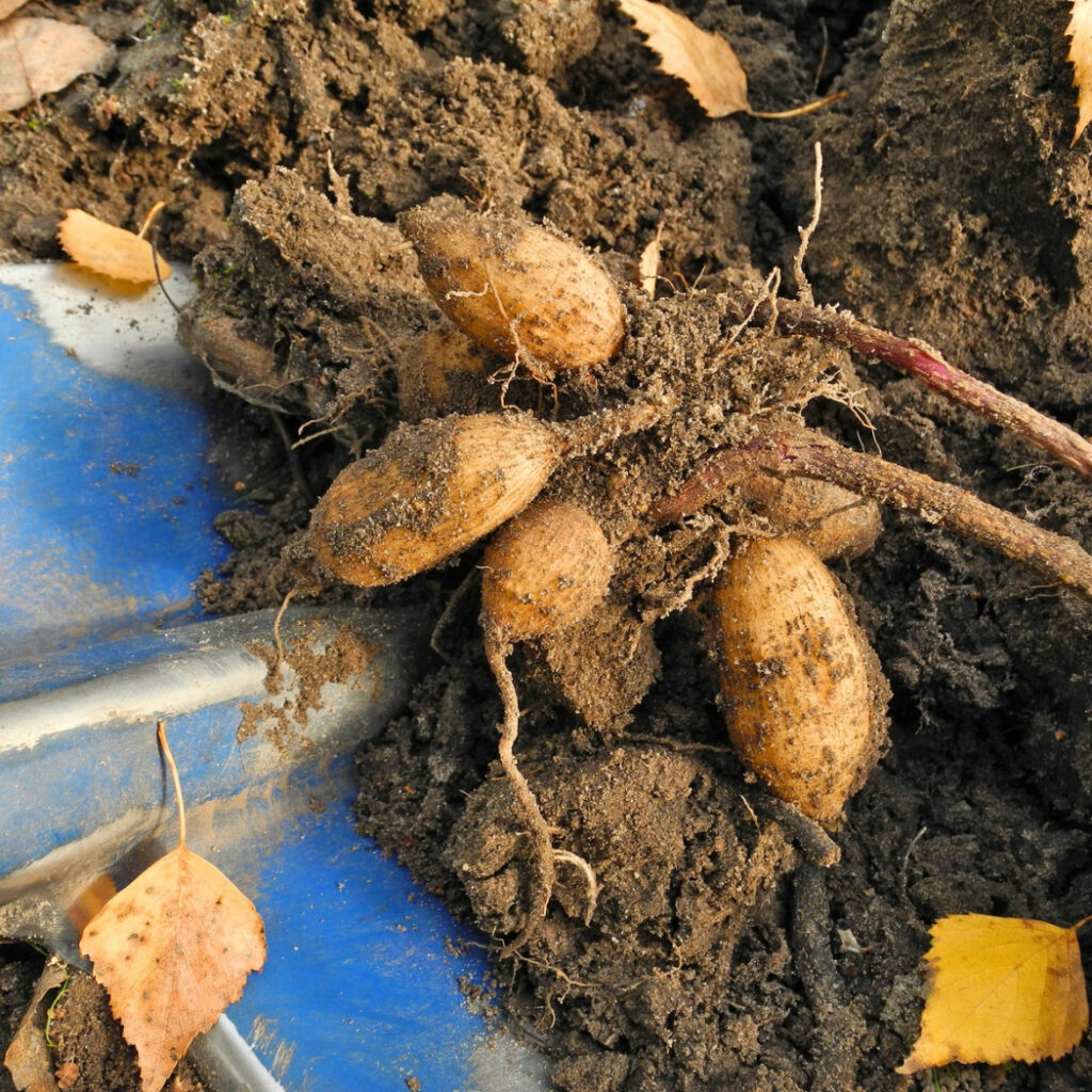 Digging up Dahlia Tubers